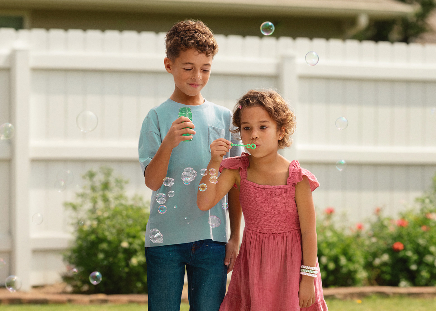 Kids with bubbles photo